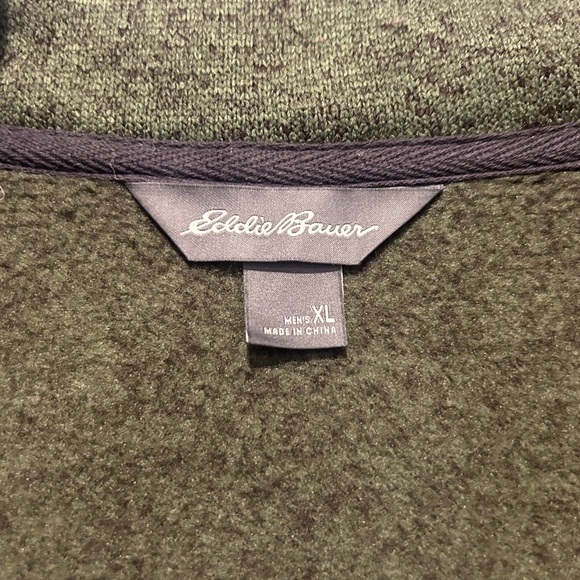 Eddie Bauer Green Zip Up Sweater with Stand-Up Collar - Picture 3 of 4